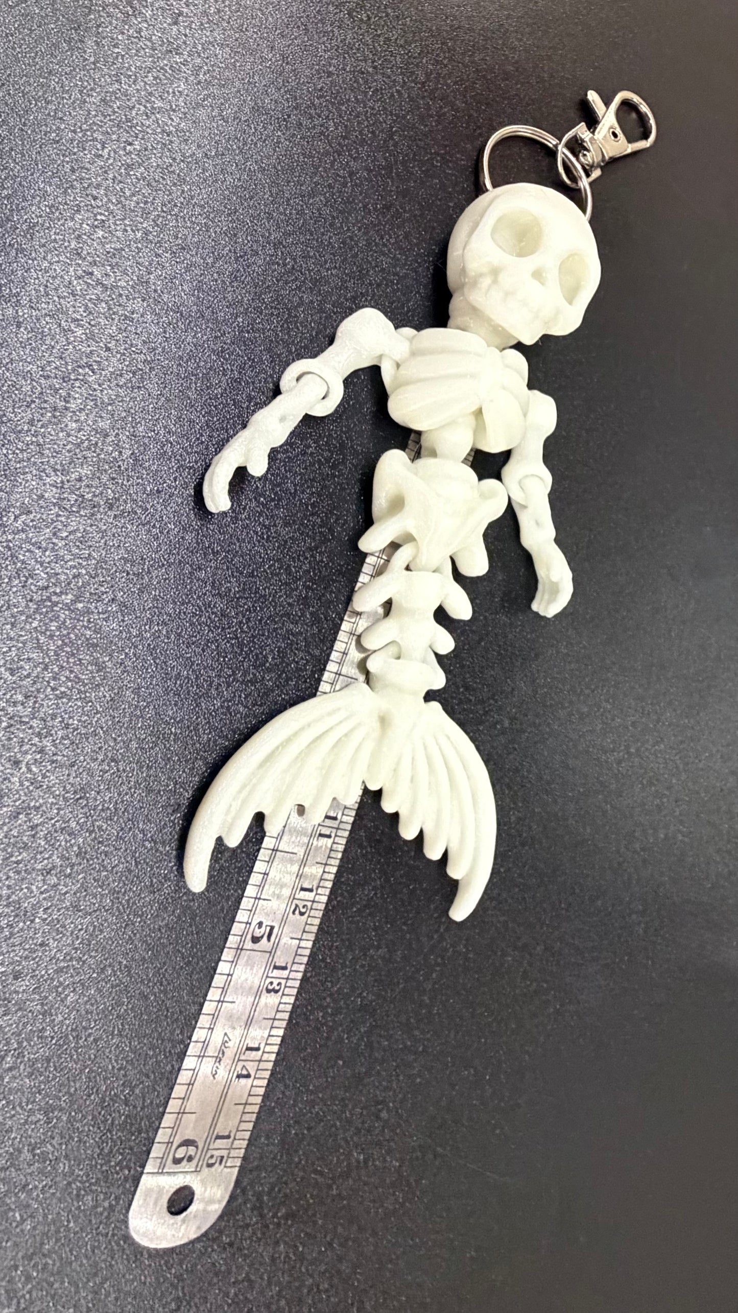 Mini Mermaid & Merman Glow-in-the-Dark Skeleton (5" Long) Keychains | Cinderwing3D  NEW RELEASE!