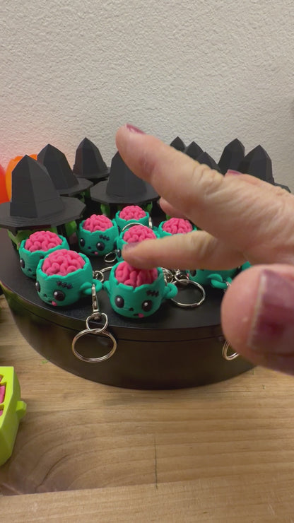 Tiny Zombie Brain Clicker Keychain| 3D Printed Halloween Fidget  NEW RELEASE!